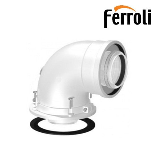 360° rotatable 90° coaxial elbow kit with 45° pitch Ø 100/60 for condensing boiler