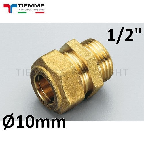 Raccord à compression biconique pour tuyau en cuivre - mâle 1/2'' x Ø 10 mm