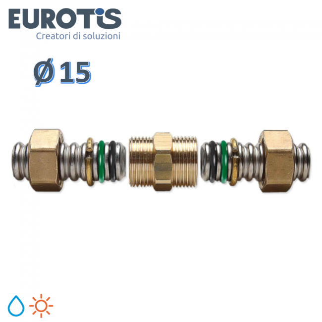 Raccord rapide fileté en laiton Ø 15 avec double joint torique pour eau et solaire - Eurotis