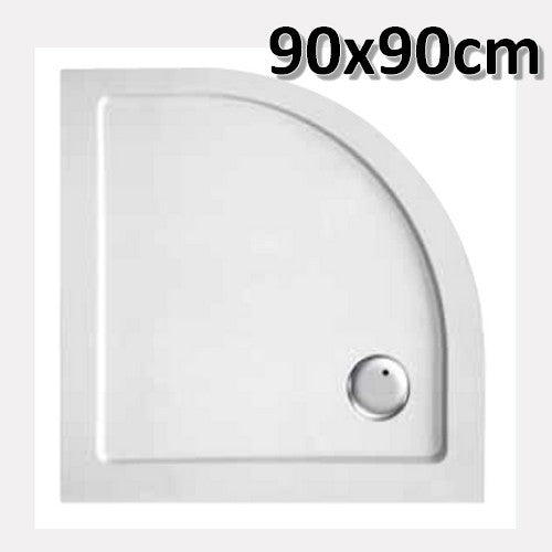 Receveur de douche d'angle arrondi en acrylique 90 x 90 cm - épaisseur ultra-plate 3,5 cm