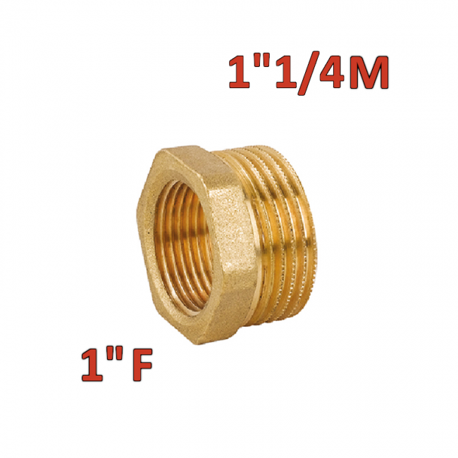 Réducteur hexagonal en laiton avec raccord mâle 1'' 1/4" x femelle 1''
