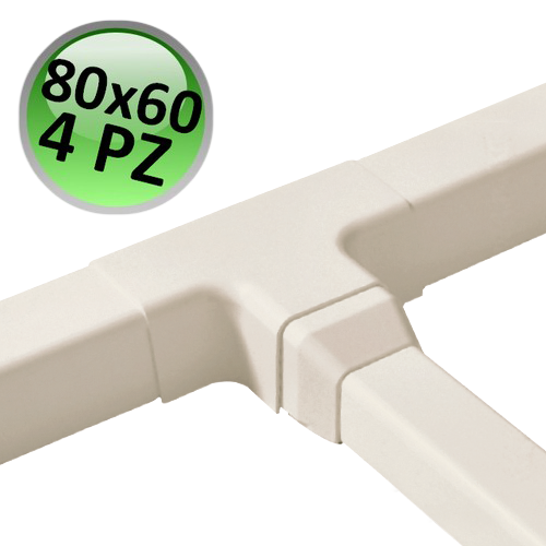 Raccord en T pour conduit 80x60 mm - 4 pièces
