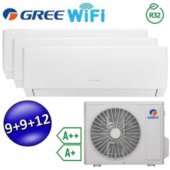 Climatiseur split PULAR à inverseur Wi-Fi 9000 + 9000 + 12000 Btu GREE R32 classe A++/A+ (essai)