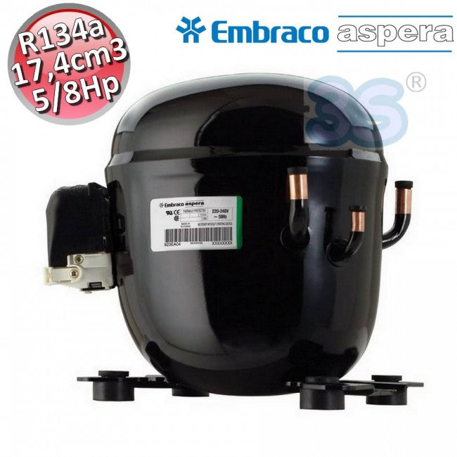 R134A Hermetic Compressor - 5/8 Hp - 17.4 cm3 - Embraco Aspera NT6215Z
