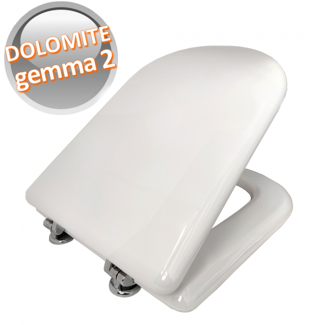 Abattant compatible avec les toilettes suspendues GEMMA 2 DUE en blanc Dolomite, modèle européen avec charnières en acier.