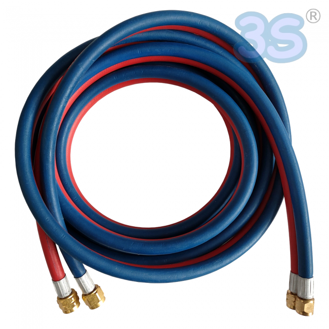 4m Rubber Twin Hose with 1/4 - 3/8 Fitting