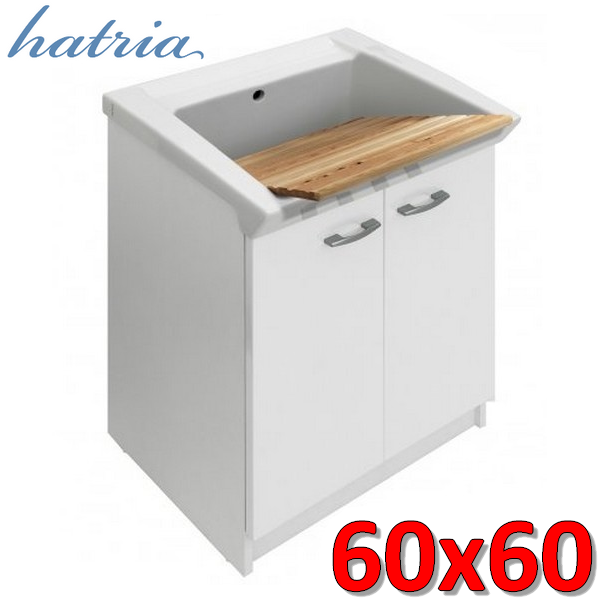 Lavabo en céramique HATRIA SIXTY 60x60 cm avec meuble en bois blanc 2 portes et panneau