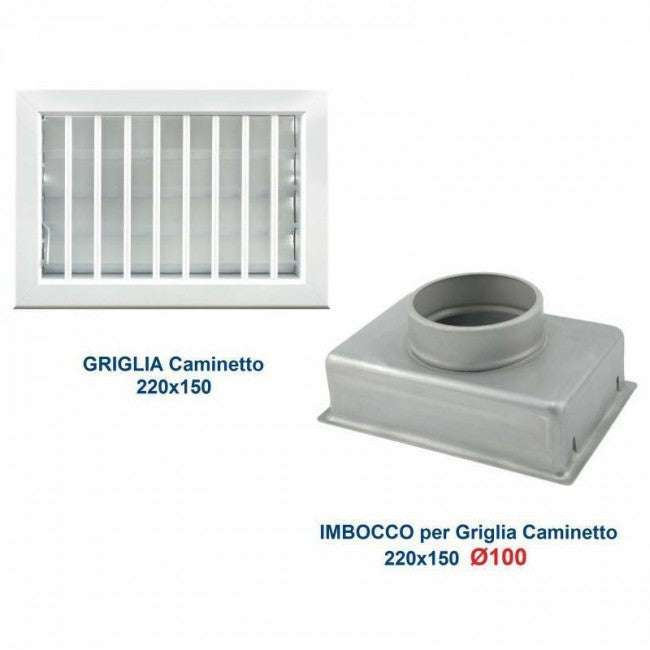 Ventilation Grille 22x15cm WHITE 100mm Diameter with Flue Adaptor
