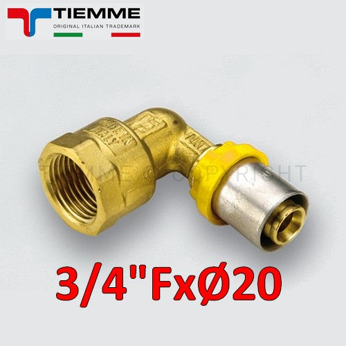 Raccord de gaz multicouche - Coude femelle 3/4'' x Ø 20 mm