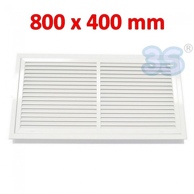 Grille d'admission d'air en aluminium blanc 800 x 400 mm avec filtre inclus - Ouverture par pression