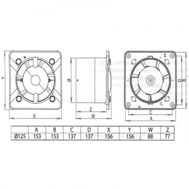 Ventilateur extracteur d'air domestique Ø 125 mm avec minuterie - façade chromée polie