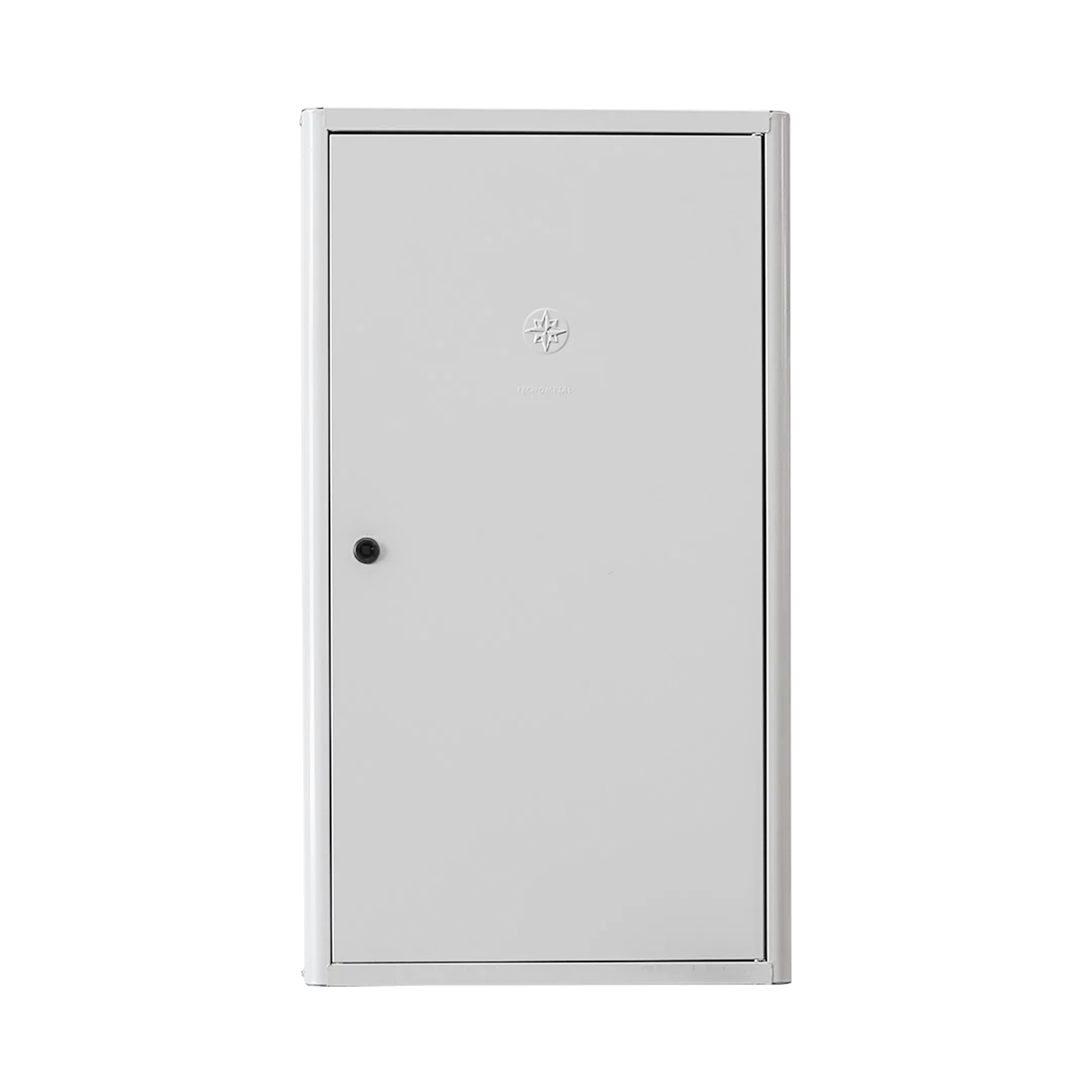 Boiler cover in white painted sheet metal, dimensions H100 W55 D33 (cm)