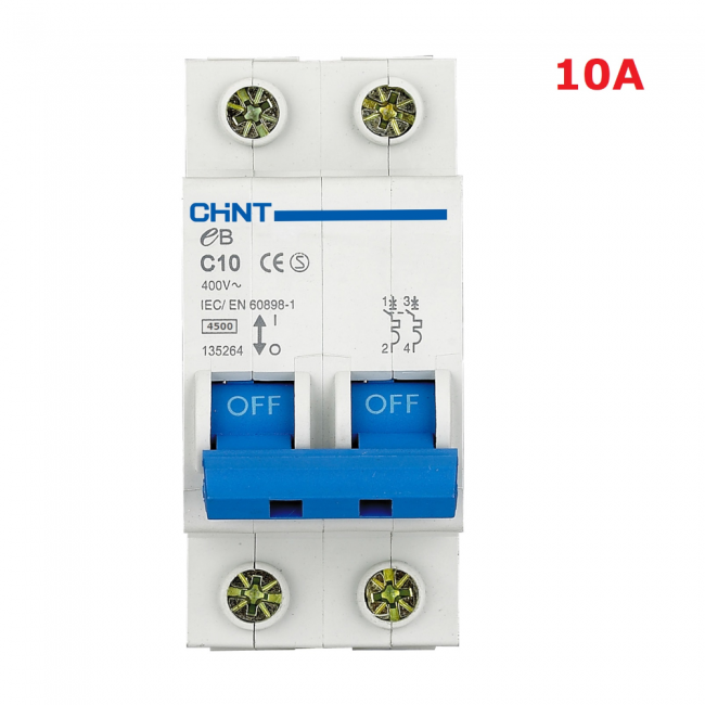 Disjoncteur 10 A eB C10 2P 4,5 kA