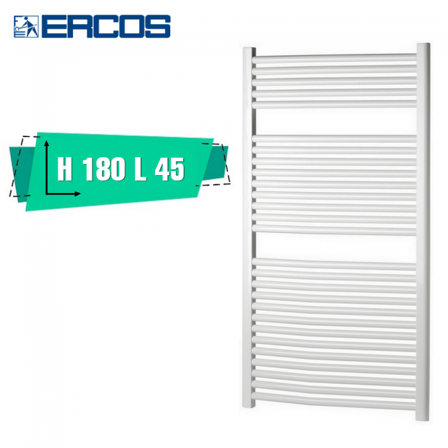 Monica Ercos white towel warmer 180x45 cm, 40 cm pipe centers