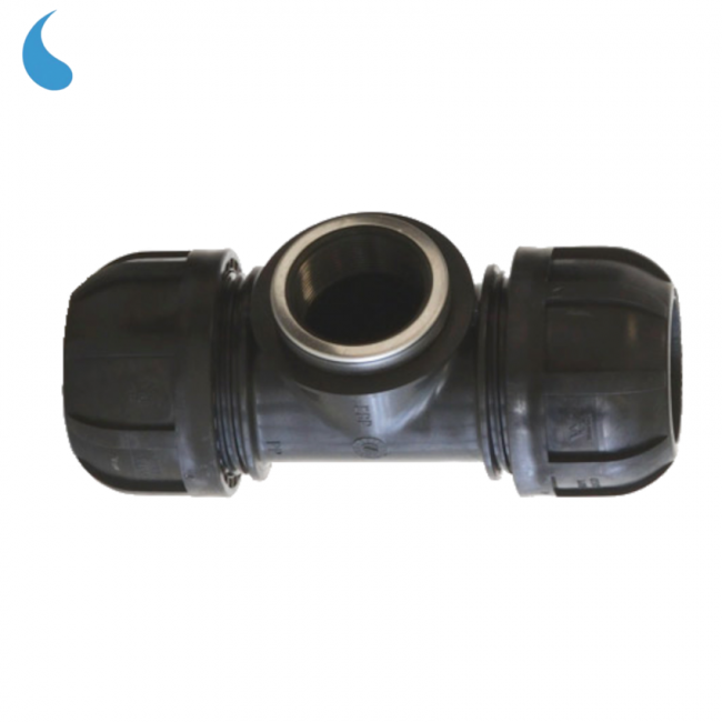 TEE T-piece Ø 40 mm x 1''1/4 female compression fitting - polypropylene tighten-on