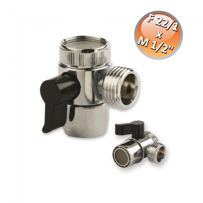 Inverseur avec aérateur pour mitigeur de robinet d'évier Ø F 22/1 x M 1/2''