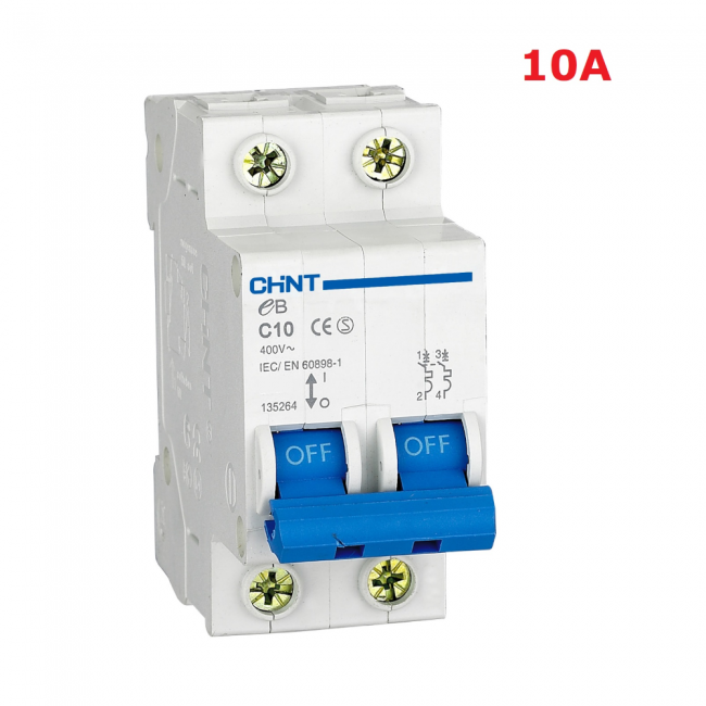 Disjoncteur 10 A eB C10 2P 4,5 kA