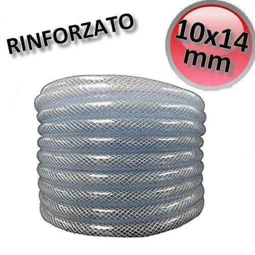 Tuyau en vinyle renforcé pour pompe à condensats, transparent, dimensions 10 x 14 mm - 30 m
