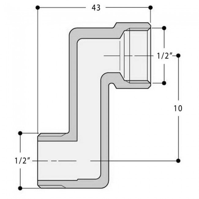 Raccord de radiateur excentrique en laiton nickelé, raccords MF 1/2", déport de 10 mm