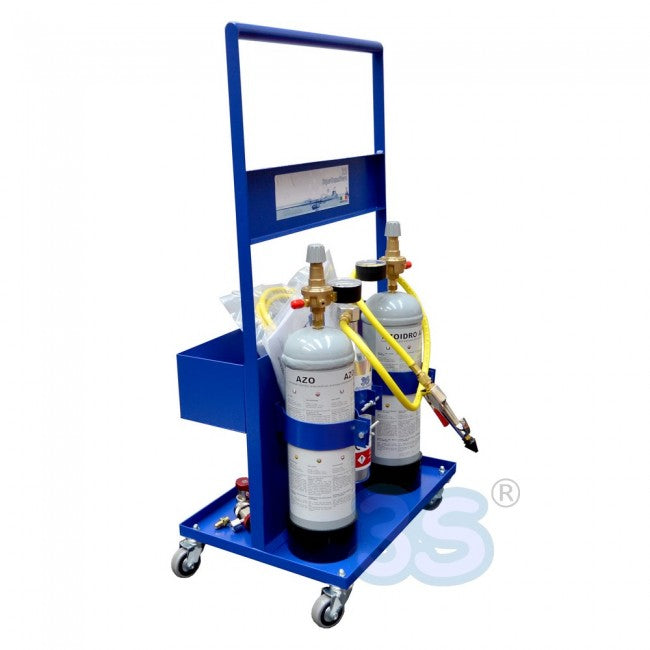Chariot de service pour le lavage et la détection des fuites de gaz réfrigérant avec de l'azohydrogène