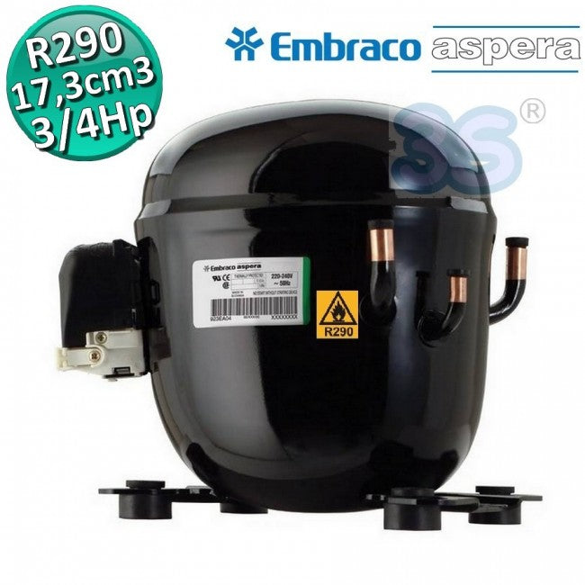 R290 Gas Compressor MBP HBP 3/4 Hp 17.39 cm3 Embraco Aspera NT6220U