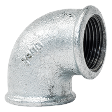 Coude réduit à 90° F-F 1'' x 1/2'' en fonte malléable galvanisée