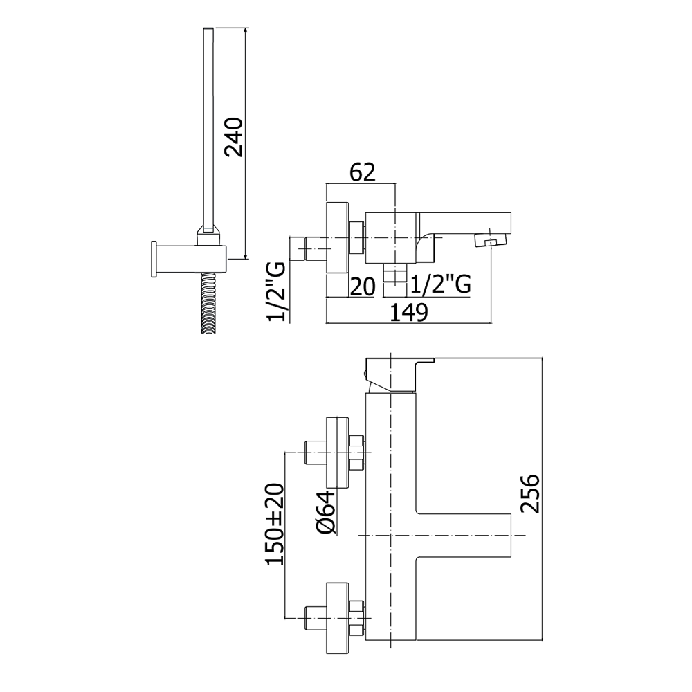 Mitigeur de bain extérieur ELLE Paffoni EL023 - avec douche pivotante double