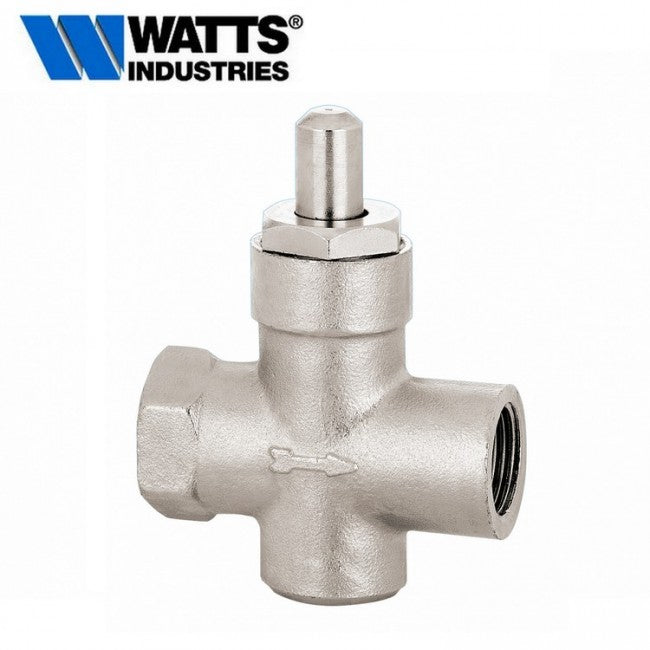 WATTS - Prise de pression à bouton-poussoir nickelée 1/4'' M-F pour manomètres à membrane