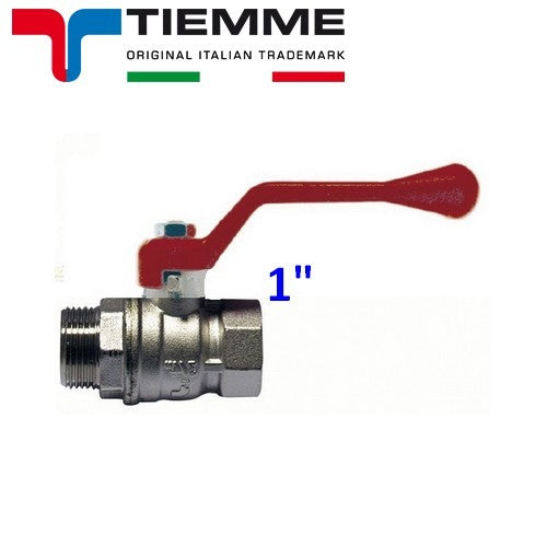 Robinet à bille pour eau M-F 1'' avec long levier rouge - TIEMME