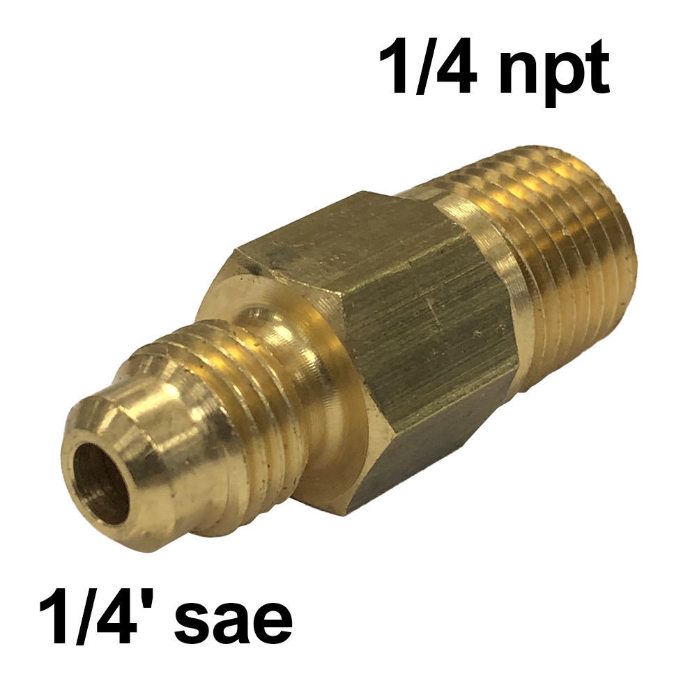 1/4" SAE x 1/4" NPT Male Male Brass Straight Fitting