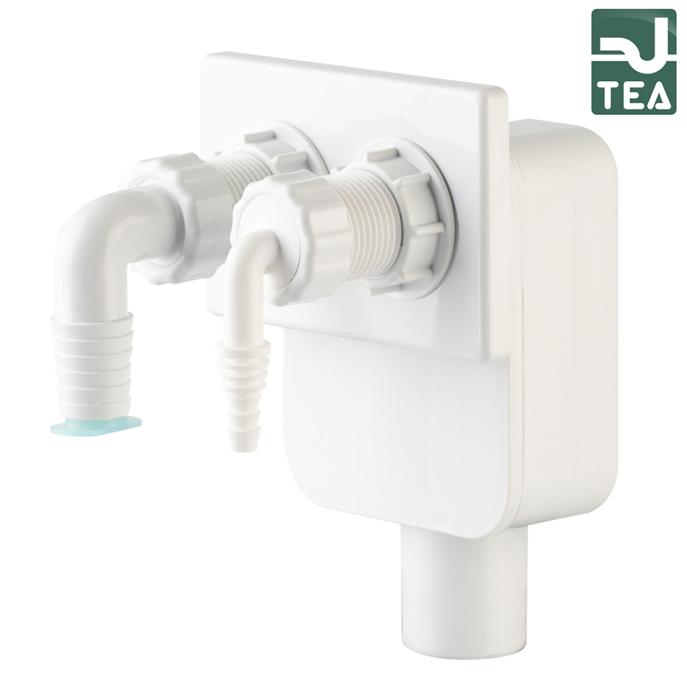 Siphon double intégré Dexa 2 en PP pour lave-linge et sèche-linge ou évacuation des condensats
