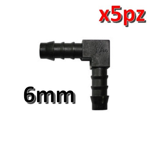 Coude à 90° de 6 mm pour tuyau en vinyle - Lot de 5
