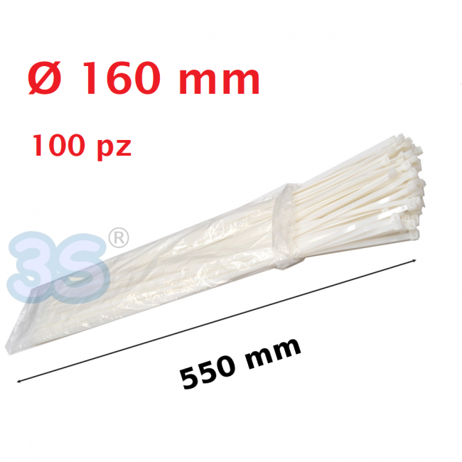 Colliers de serrage en nylon pour tuyaux jusqu'à Ø160 mm - longueur 550 mm - lot de 100