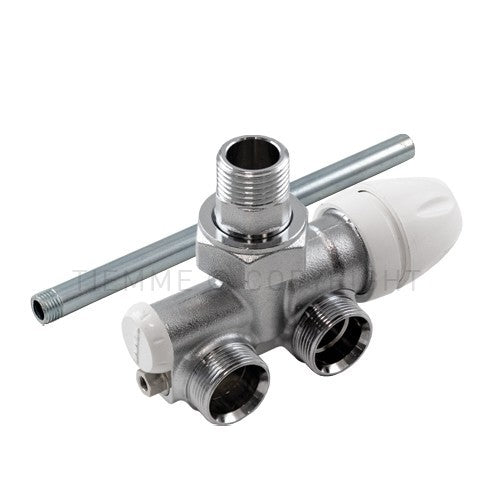 Robinets TIEMME 1/2'' à simple/double sortie avec adaptateurs en cuivre de 14 mm - raccords coudés pour sèche-serviettes