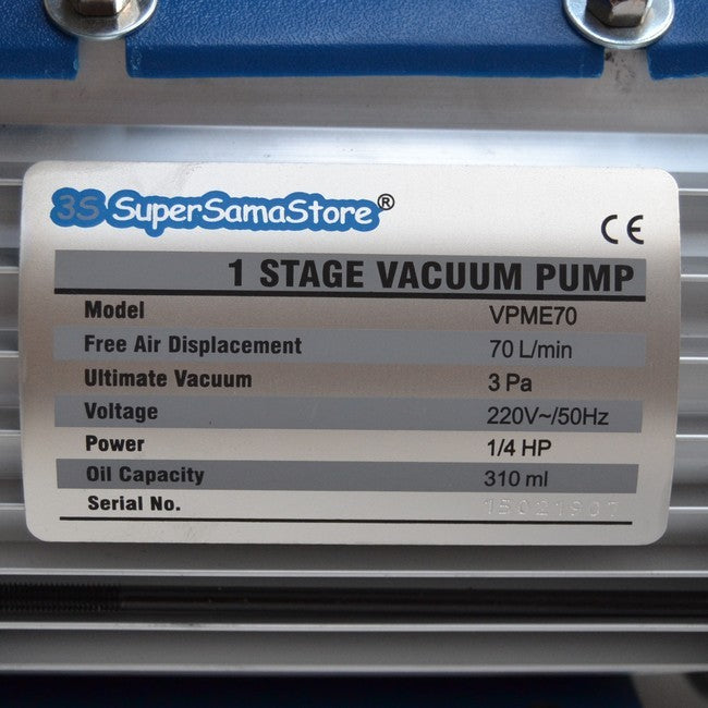 Pompe à vide mono-étagée 70 L/min avec électrovanne et manomètre à vide - VPME70