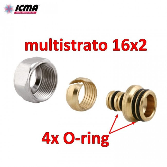 ICMA 101 Eurocone manifold connection for 16x2 mm multi-layer pipe with 4 O-rings