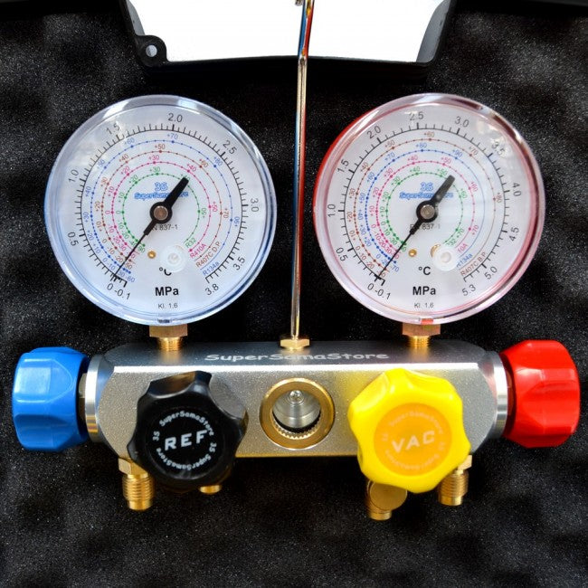 Kit de climatisation professionnel : pompe R32 de 70 litres, manomètre 4 voies, outil d’évasement et clé dynamométrique