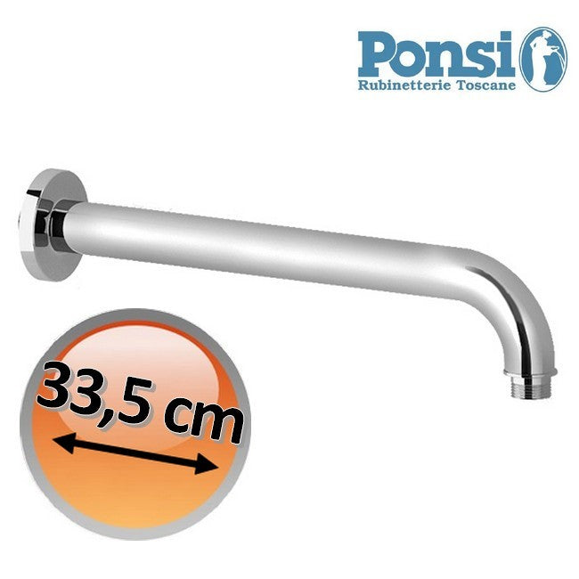 Bras de douche rond, 335 mm de large, en laiton chromé - Ponsi