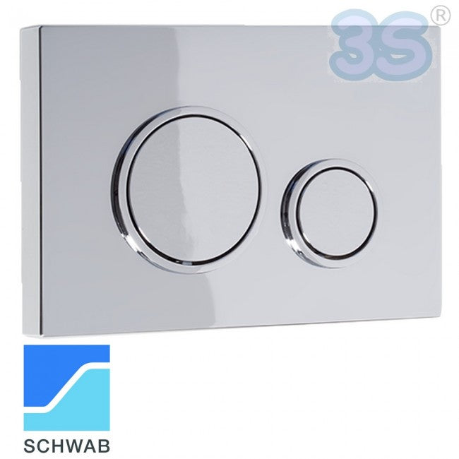 Plaque de commande de chasse d'eau à double bouton VELA DUO, chrome poli, pour réservoirs de toilettes SCHWAB 199