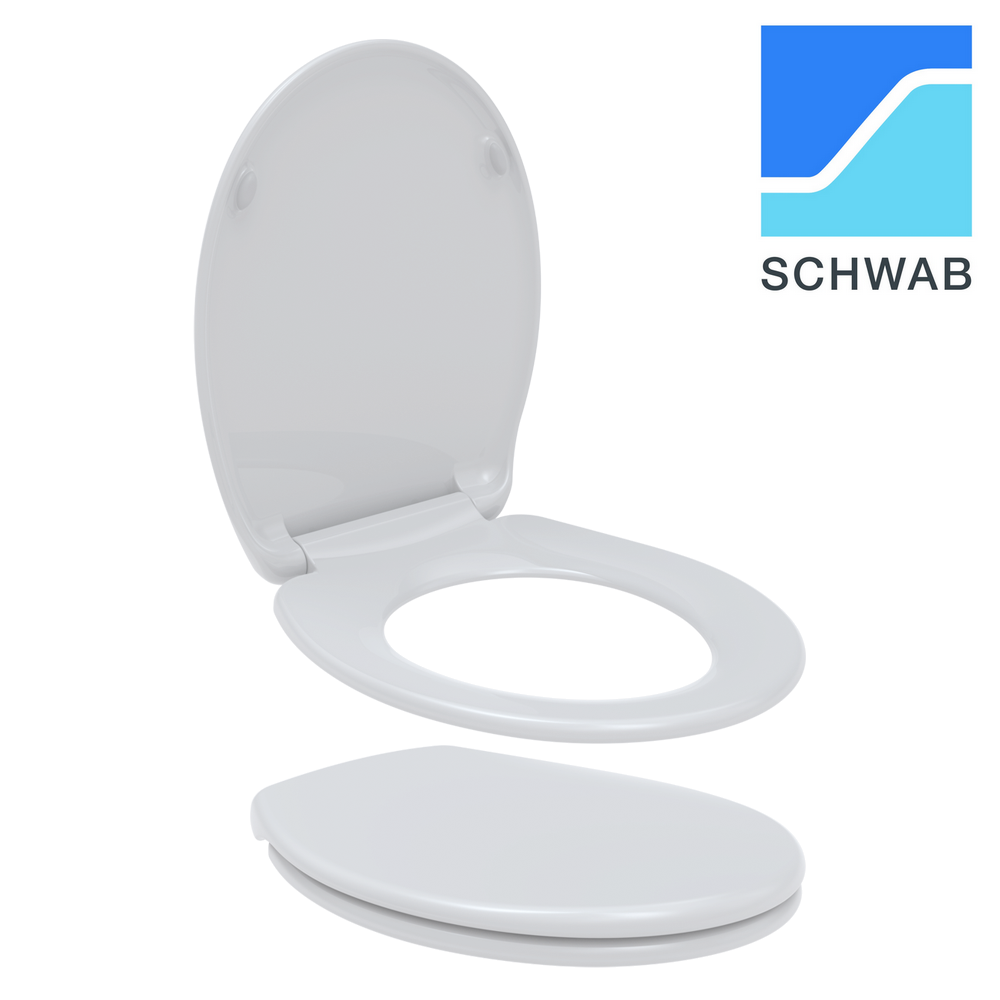 Abattant de toilette universel STAR SCHWAB, compatible avec les toilettes fixées au mur, sur pied ou suspendues.