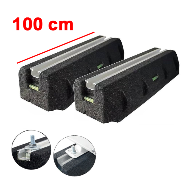 Paire de socles anti-vibrations ECO-BLOCK de 100 cm, capacité de charge 500 kg/pièce