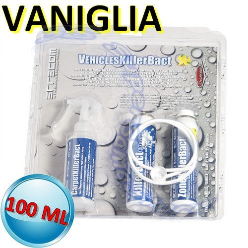 Désinfectant pour véhicules Veichles killer bact - 100 ml VANILLE avec tapis