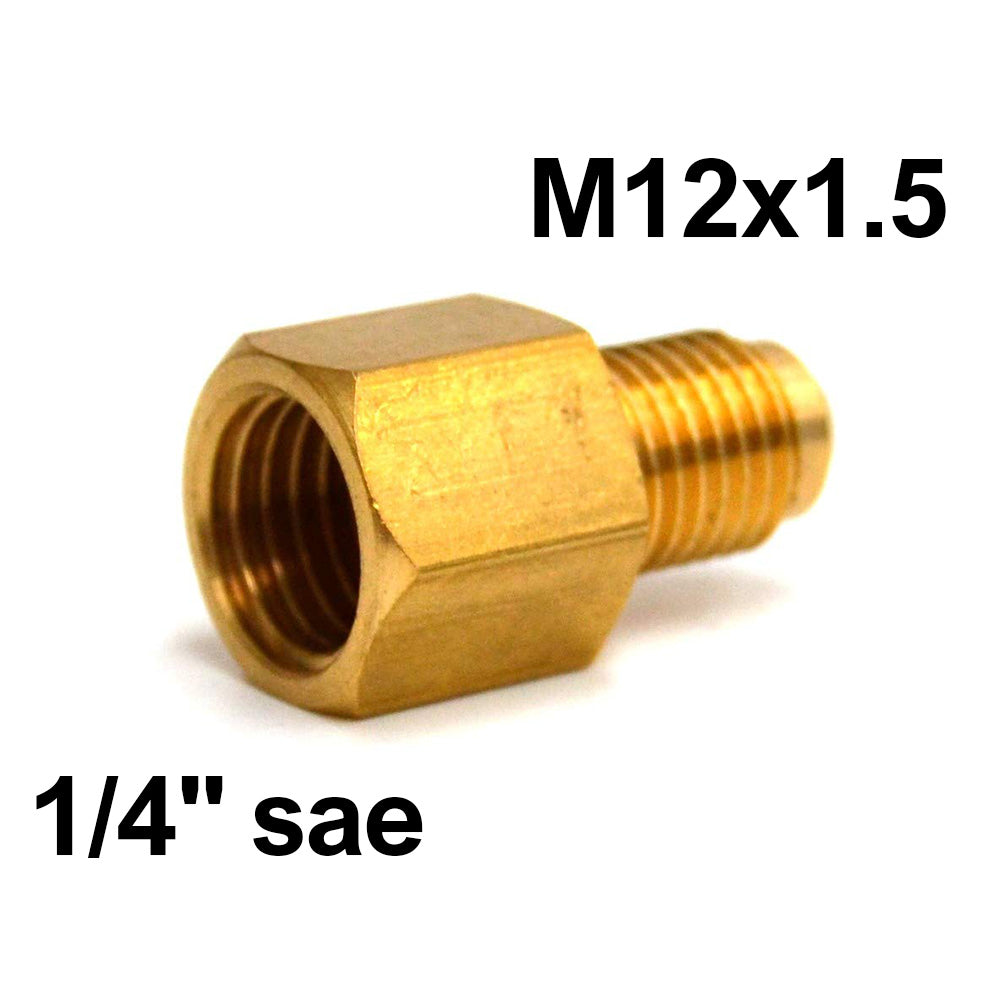 Brass fitting 1/4 SAE female x M12x1.5 male 1/2 ACME