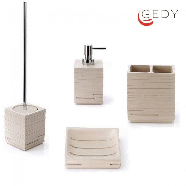 Set of 4 GEDY Tortora Quadrotto designer accessories