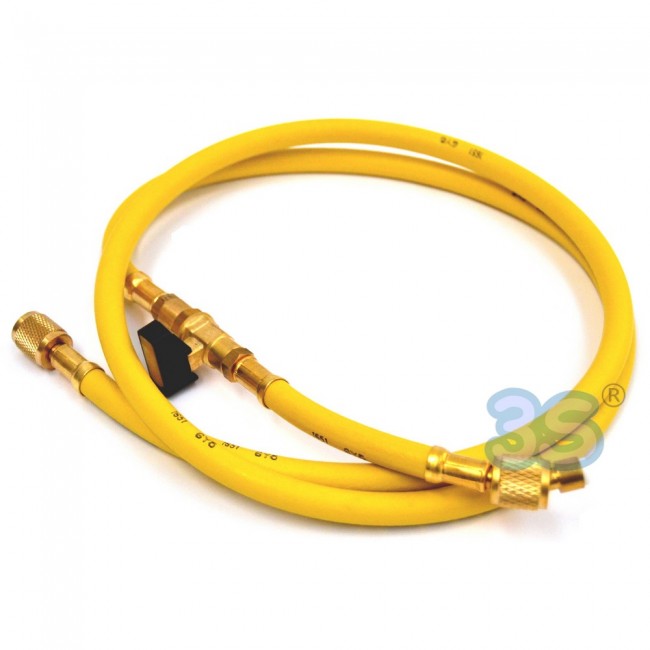 Tuyau flexible avec robinet réduit 1/4 x 5/16 SAE - 150 cm - JAUNE