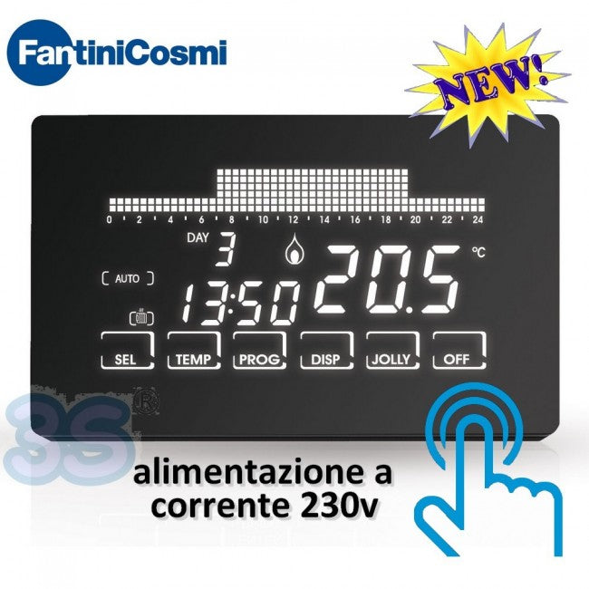 CH193 Ultra-slim touchscreen chronothermostat with weekly programming at 230V Fantini Cosmi