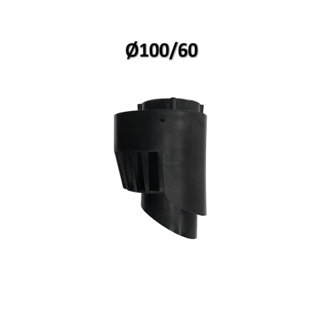 Universal coaxial terminal Ø 60/100 mm black PVC/PPS for condensing boilers