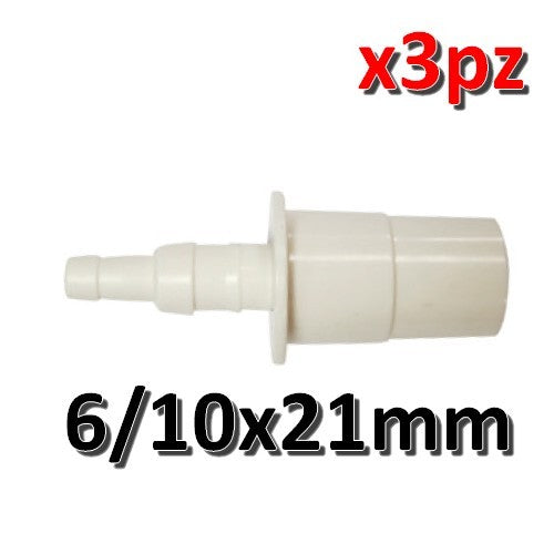 Raccord droit réduit de 6/10 à 21 mm pour tuyau en vinyle - lot de 3