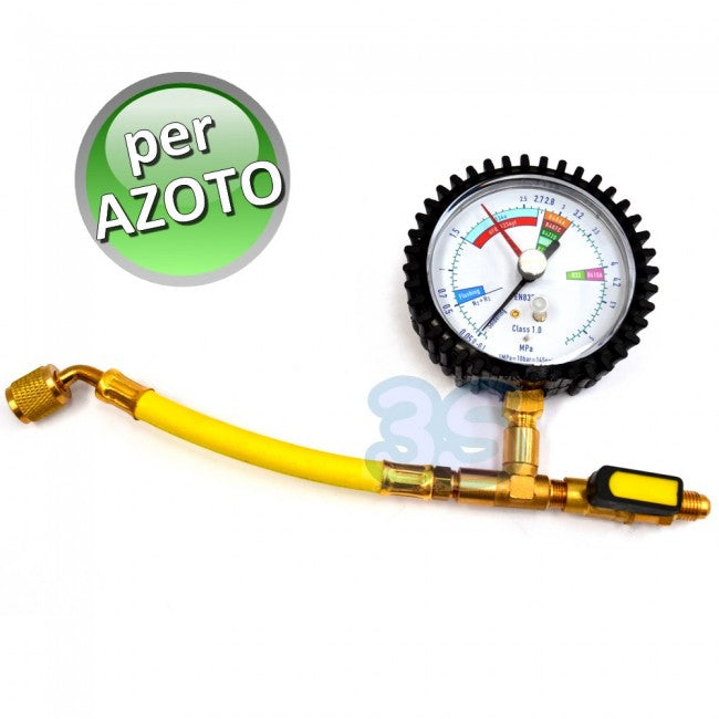 Manomètre à azote avec raccords SAE 1/4'' et robinet pour test d'étanchéité du circuit