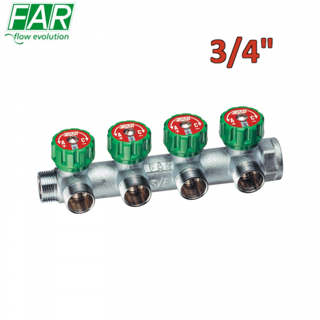 3825 - Collecteur multivoies 4 voies 3/4'' avec vannes d'arrêt - FAR